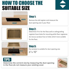VOISEN Floor Register 6×10, 2 Pack Vent Covers, 6×10 Inches, Brown 2PCS