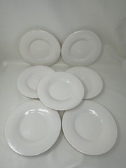 Melamine Hubert White Wide Rim Luncheon Salad Plate 8 1/4 In Diameter Set Of 7