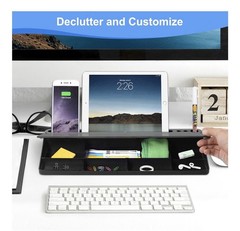 Desktop Whiteboard with Storage, Desk Organizer Dry Erase Glass White Board To-D