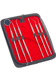 GERMAN Dental Scaler Pick Stainless Steel Tools with Inspection Mirror Set 6 PCS