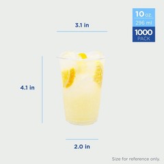 [1000 ct] 10oz Plastic Cups Clear Disposable Cold Cup Iced Coffee Smoothies