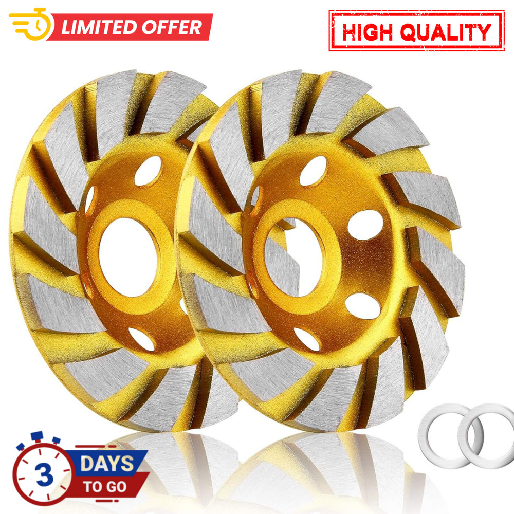 2pc 4″ Diamond Grinding Cup Wheel 12 Segments Turbo Concrete Stone Marble Cerami
