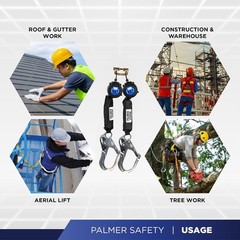 Palmer Safety Fall Protection SRL121132T Twin SRL 6′ Lightweight Web with…