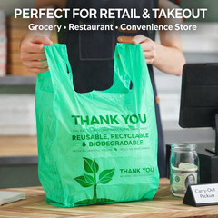 Biodegradable Plastic T-Shirt Shopping Bags 22×6.5×12 0.5 Mil Grocery Bulk