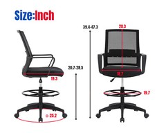 Drafting Chair Tall Office Chair Adjustable Height with Lumbar Support Arms Foot