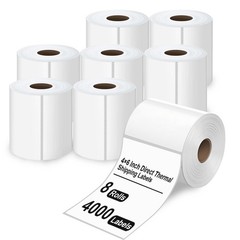 8 Rolls 4000 4×6 Direct Thermal Shipping Labels Roll – 500 Labels Per Roll