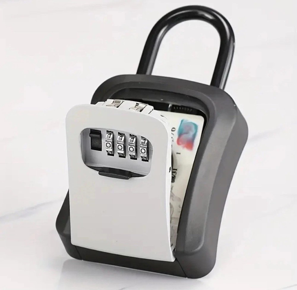 Key Lock Box Wall Mount Outdoor Weatherproof 4-Digit Combination Key Safe