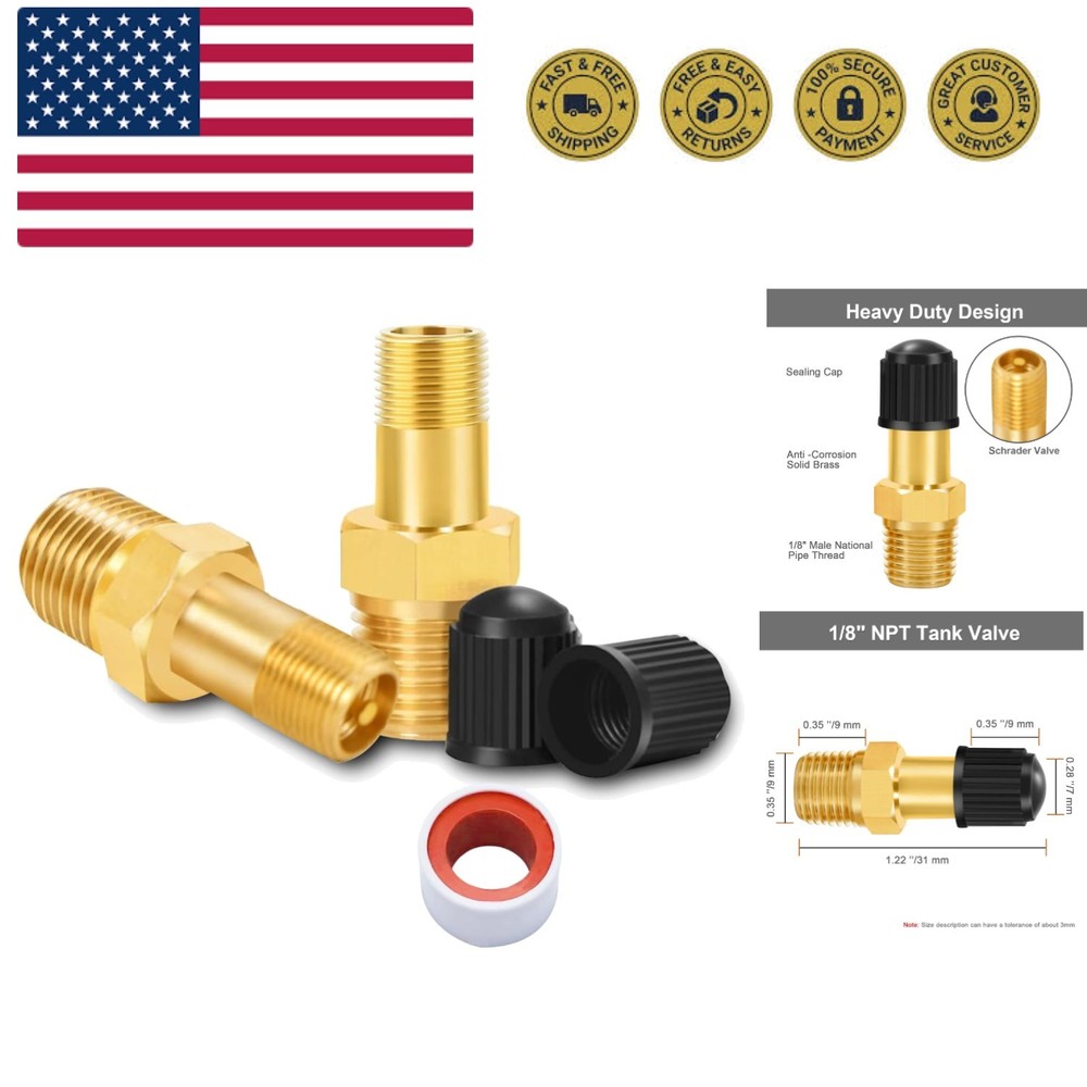 1/8″ NPT Tank Valve, Anti-Corrosion Brass Schrader Valve with 1/8″ Male NPT a…