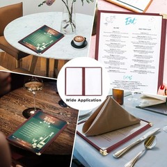 WeChef 30PC Restaurant 8.5×14 Menu Cover Trifold 6 View 3 Page Book Burgundy