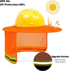 Orange Hard Hat Sunshield Upgrade Full Brim Neck Sunshade