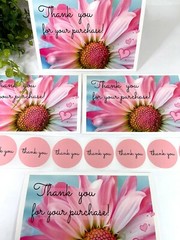 Thank You For Your Purchase Daisy Post Cards, Thank You Stickers, 25 Sets=50 pcs