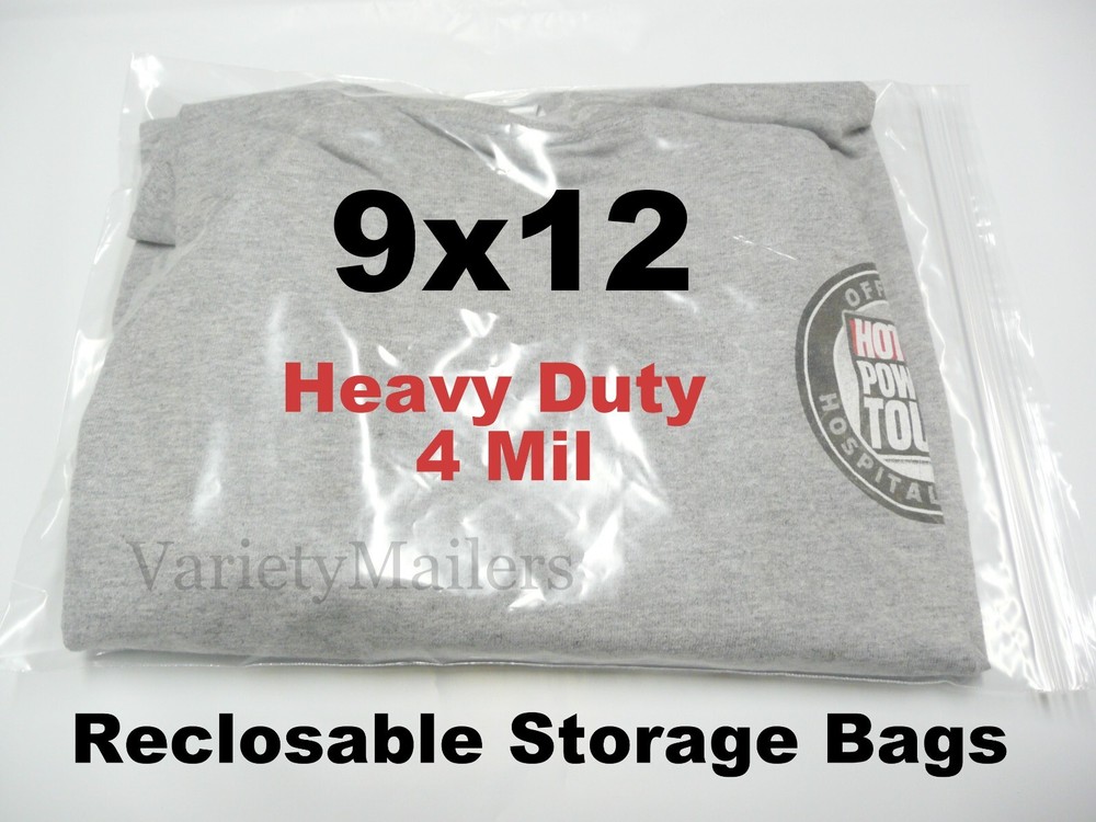 50 Zip-Top Storage Bags 9”x 12” Clear Thick 4 Mil Food Grade Freezer Bags 9×12