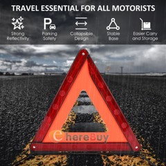 3X Reflective Warning Triangles Emergency Kit For Car Safety Security Truck Road