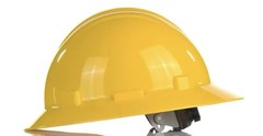 Direct Safety Full Brim Hard Hat, 4 Point Adjustable Ratchet Suspension, Class E