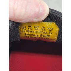 Skechers Work Boots Relaxed Fit Memory Foam Slip Resistant Black Leather 7.5