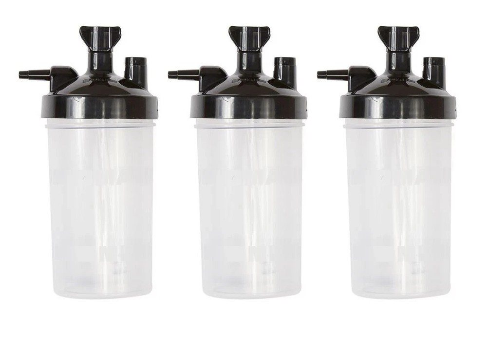 3 Salter Bubble Humidifier Bottles 350mL for Oxygen Concentrators with Lid 6 PSI