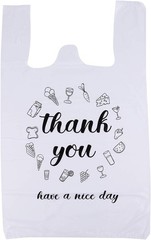 500 Ct Plastic Bags Thank You Reusable Grocery Bag – 13 x 7 x 21 inch, 15 mic…