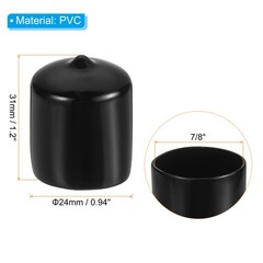 12 Pack 7/8″ ID Round Rubber End Caps Flexible Rubber Bolt Covers Caps Black