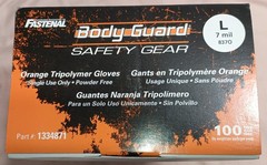 Fastenal 1334871 -Body Guard – Large 7 mil Orange Tri-Polymer Gloves ** LATEX !!