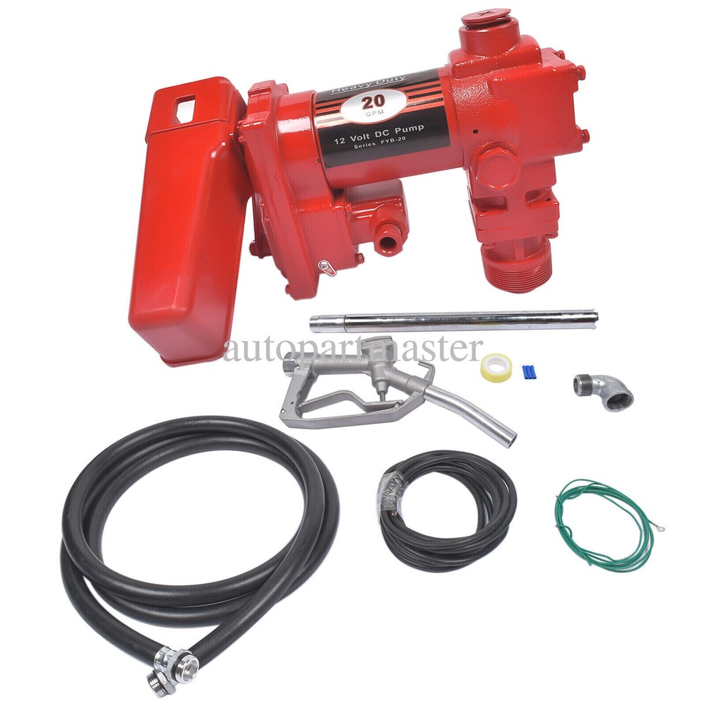 Fuel Transfer Pump with Nozzle Kit 12 Volt 20 GPM for Diesel Gasoline Kerosene