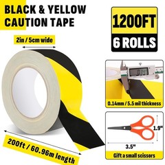 High Visibility Black & Yellow Caution Tape – 6 Rolls