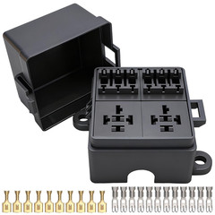 12V 6 Way Fuse Relay Box, 2 Relays and 12 ATC/ATO Blade Fuses Slots, Compatible