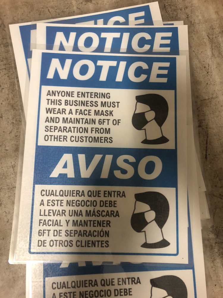 NOTICE FACE MASK REQUIRED SIGN / SAFETY SIGN / (2) HIGH QUALITY
