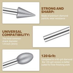 20Pcs 120 Grit Diamond Bits Set, 1/8 Inch Shank, Sturdy Engraving…