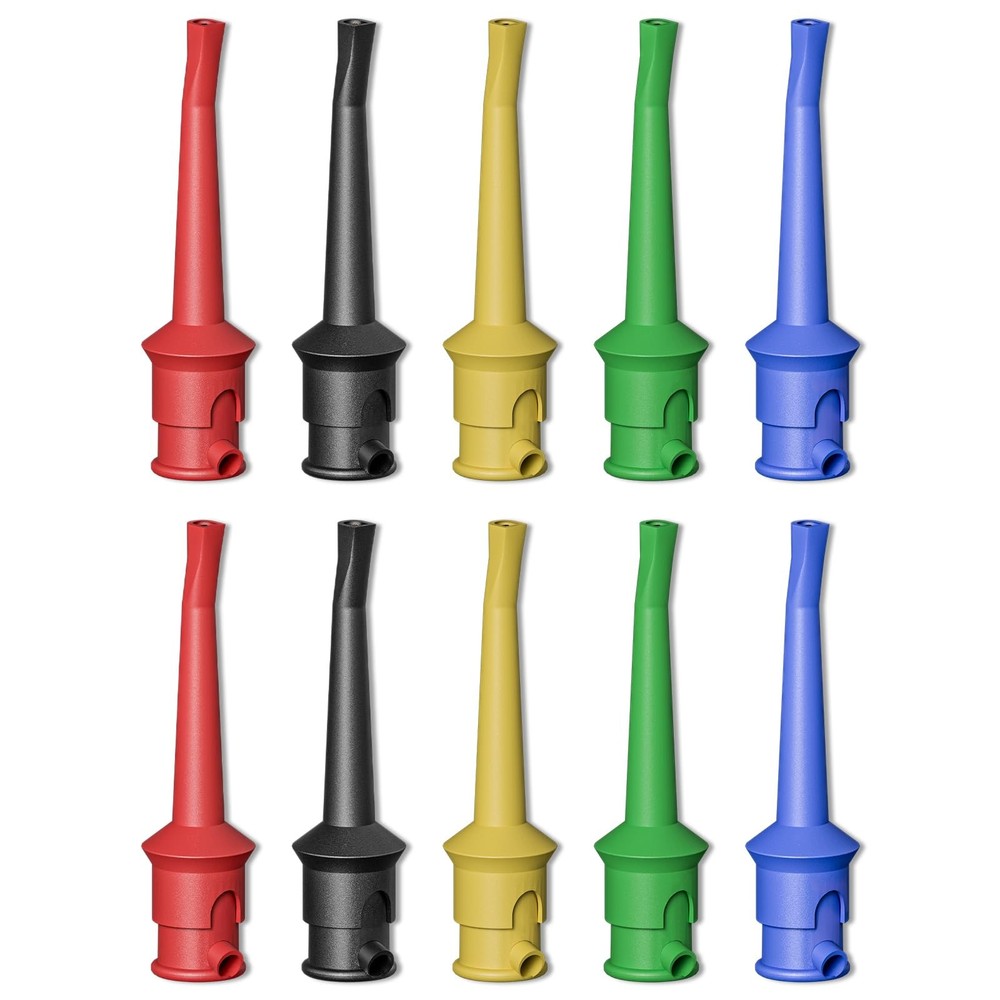 Cleqee Test Hook Clip 10pcs Spring Loaded Probe Set Electronic Parts 5 Colors