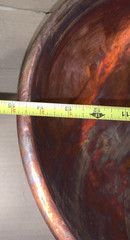 Heavy Solid Copper 14″ Bowl Kettle Rolled Edge Round Base Made In France Antique
