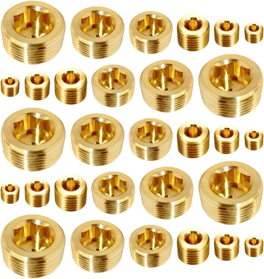 Brass Hex Counter Sunk Plug 1/16″ 1/8″ 1/4″ 3/8″ 1/2″ 3/4″ NPT