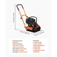 Uimoso 6.5HP Vibrating Plate Compactor for Asphalt, 5600VPM, 2360lbs