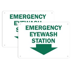 2 PCS Emergency Eyewash Station Sign – 10″ x 7″ Plastic Down Arrow Sign for I…