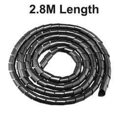 Spiral Cable Wrap Wire Cord Wraps 3/4 inch 9ft Black PE Polyethylene Flexible