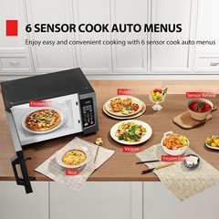 EM131A5C-BS Countertop Microwave Ovens 1.2 Cu Ft 12.4″ Removable Turntable Smart