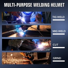 Solar Powered Auto Darkening Welder Mask with Large True Color View & 4 Sensors