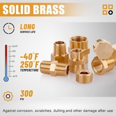 106PCS Brass Pipe Fittings Assortment Kit NPT Extension Adapter,Reducer Bushing,