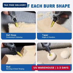 4-Piece Rotary Burr Set, Fine Grit Tungsten Carbide Rotary Burrs, 1/8″ Shank for