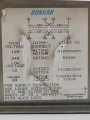 DonGan 35-M030 Transformer Single Phase 120/240V KVA 750 Temperature Class 105