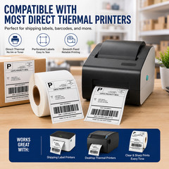 Direct Thermal Labels White Perforated Strong Adhesive Water Resistant Stickers