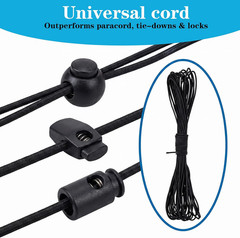 2Mm Black Elastic Cord 1/8 Inch, 40Ft (13 Yards) Nylon Shock Cord | Heavy Duty B