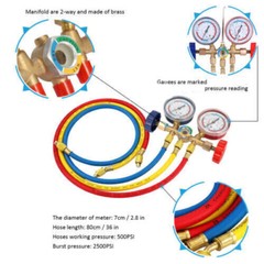 Air Conditioner Manifold Gauge Set AC A/C Charging Hose Air HVAC Kit For Car USA