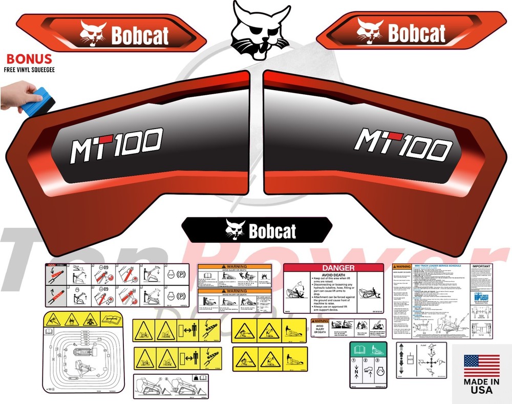 fits Bobcat MT100 Mini Skid Steer Decal Kit – 8-Year 3M Vinyl – Laminated