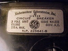 GE TFJ236200 3 Pole 225 Amp 600 V Main Circuit Breaker