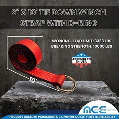 USA 2″ x 10′ Winch Lasso Strap D Ring Tow Truck Trailer Wheel-Lift Tire Harness