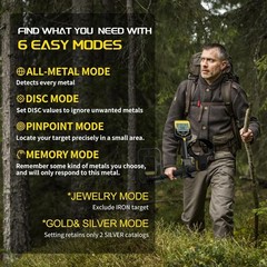 Metal Detector for Adults Professional, Up to 20 Hours of Extended Runtime, Adju
