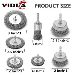Wire Brush for Drill Set 9Pcs,Abrasive Wire Wheel for 1/4 Inch Hex Shank, Wire C