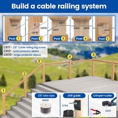 100 Pack 1/8″ Cable Railing Hardware Kit Swage Lag 1/8 Inch, Silver