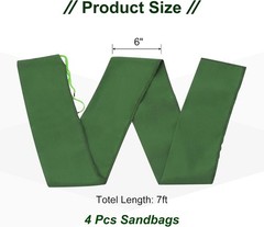 4 Pcs 7′ × 6″ Long Sand Bags for Flooding – Thickened Canvas Flood Protection