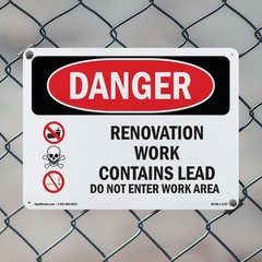 Renovation Work Contains Lead Do Not Enter OSHA Danger Sign, Decal 5 or 10 Pack